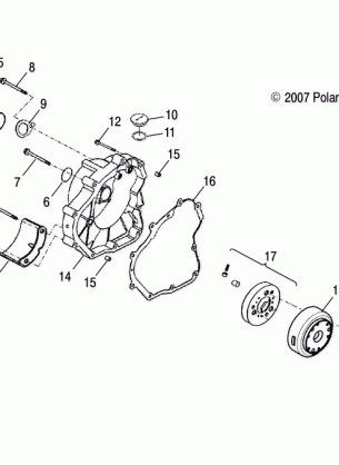 ENGINE CRANKCASE COVER RH - A18YAP20A8 / N8 (49ATVCRANKCASECVRRH09PHX)