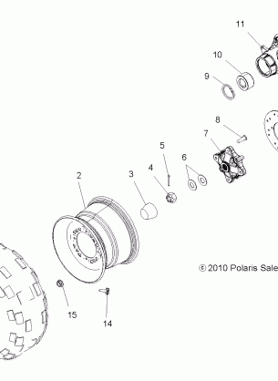 WHEELS REAR TIRE and BRAKE DISC - A18SES57C1 / C5 / C7 / E1 / E5 / E7 / P57C1 / T57C1 / C7 / E1 / E7 (49ATVWHEELREAR11SP500)