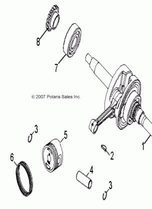 ENGINE CRANKSHAFT and PISTON - A14FA09AA (49ATVCRANKSHAFT08OUT90)