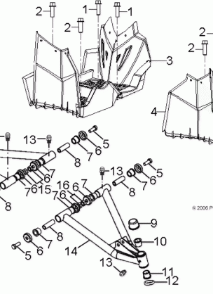 CHASSIS A-ARM and FOOTREST - A14KA09AD / AF (49ATVSUSPFRT08OUT90)