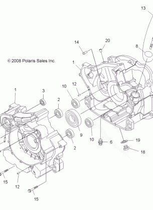 ENGINE CRANKCASE - A14TN55FA (49ATVCRANKCASE09SPXP550)