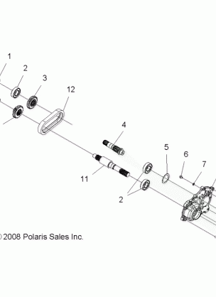 DRIVE TRAIN MAIN GEARCASE OUTPUT SHAFT - A14CF76AA (49ATVSHAFTOUTPUT096X6)