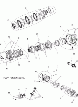 DRIVE TRAIN FRONT GEARCASE INTERNALS - A14TN5EAI (49ATVGEARCASE1332963)