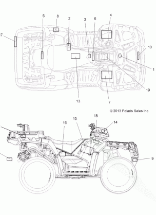 BODY DECALS - A14TN5EAA / EAD (49ATVDECAL14SPX2550)