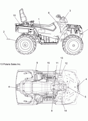 BODY DECALS - A14DH57AA / AJ (49ATVDECAL14SP570TRG)