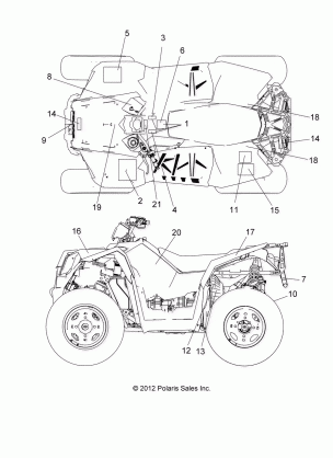 BODY DECALS - A13GH8EFK (49ATVDECAL13850SCRAMI)