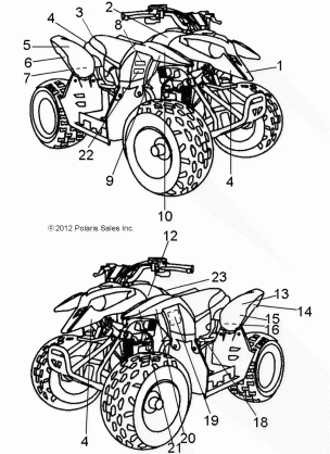 BODY DECALS - A13KA05AD / AF (49ATVDECAL13OUT50)