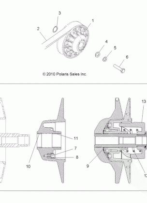 DRIVE TRAIN SECONDARY CLUTCH - A13MB46FZ (49ATVCLUTCHDRIVEN11SP400)