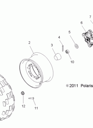 WHEELS FRONT TIRE and BRAKE DISC - A13MB46FZ (49ATVWHEELFRT11HAWK)