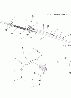 ENGINE CARBURETOR MOUNTING and FUEL LINES - A13MH50AJ / AQ / AX / AZ (49ATVCARBBRKT11500)