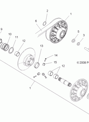 DRIVE TRAIN SECONDARY CLUTCH - A12MN50ET / EX (49ATVCLUTCHDRIVEN09SP500TR)