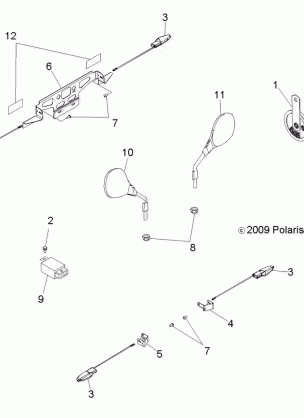 ELECTRICAL TURN SIGNALS HORN MIRRORS and LICENSE PLATE HOLDER - A12NA32FA (49ATVTURNSIG10TBI)