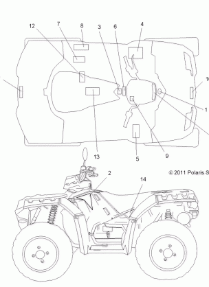 BODY DECALS - A12ZN5EFF (49ATVDECAL12SP550F)