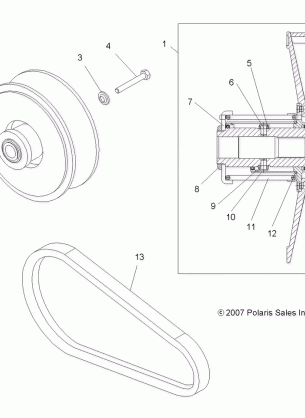 DRIVE TRAIN SECONDARY CLUTCH - A11LB27AA (49ATVCLUTCHDRIVEN08SP300)