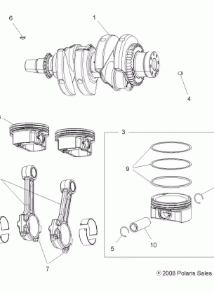 ENGINE CRANKSHAFT and PISTON - A11TN85AA (49ATVCRANKSHAFT09SPXP850)