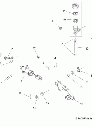 BRAKES FOOT PEDAL and MASTER CYLINDER - A11DH50FX (49ATVBRAKEFOOT10SP500TRGI)