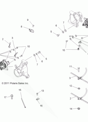 BRAKES REAR BRAKE LINES - A11DH50FX (49ATVBRAKELINERR11SP500TRGI)