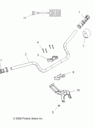 STEERING HANDLEBAR and CONTROLS - A11ZX55AB / AK / AL / AT / AW / AX (49ATVHANDLEBAR09SPXP550)