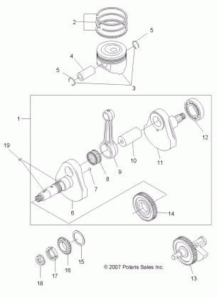 ENGINE CRANKSHAFT and PISTON - A10LB27AA (49ATVCRANKSHAFT08SP300)