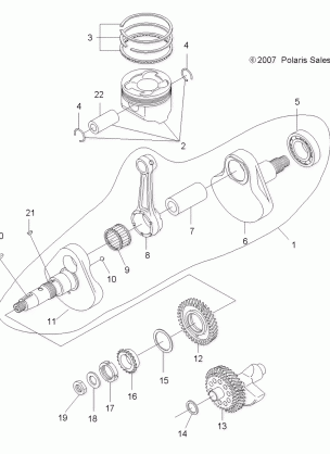 ENGINE CRANKSHAFT and PISTON - A10LH46AX / AZ (49ATVCRANKSHAFT08SP400)