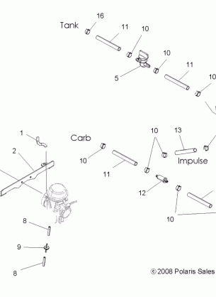 ENGINE CARBURETOR MOUNTING and FUEL LINES - A10MH50AJ / AX / AZ (49ATVCARBBRKT09SP500)