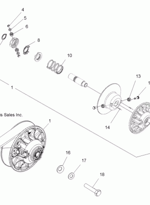 DRIVE TRAIN SECONDARY CLUTCH - A10TN55AL / AX (49ATVCLUTCHDRIVEN09SPXP850)