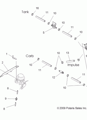 ENGINE CARBURETOR MOUNTING and FUEL LINES - A10DH50FX (49ATVCARBBRKT10SP500TRG)