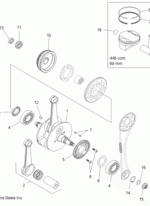 ENGINE CRANKSHAFT and PISTON - A10GJ45AA (49ATVCRANKSHAFT08OUT450S)