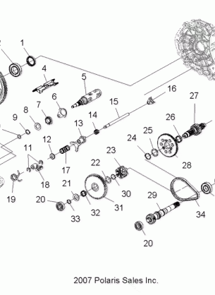 DRIVE TRAIN MAIN GEARCASE INTERNALS - A09LB27AA (49ATVTRANSINTL08HAWKINTL)