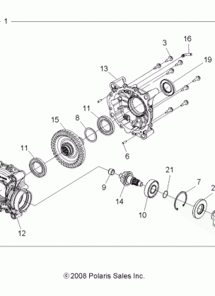 DRIVE TRAIN REAR GEARCASE INTERNALS (Built 12 / 01 / 08 and Before) - A09ZN85 / 8X ALL OPTIONS (49ATVTRANSINTL09SPXP550)