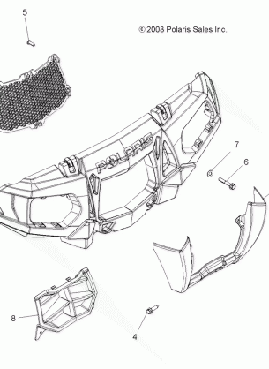 BODY FRONT BUMPER and MOUNTING - A09ZN85 / 8X ALL OPTIONS (49ATVBUMPER09SPXP550)