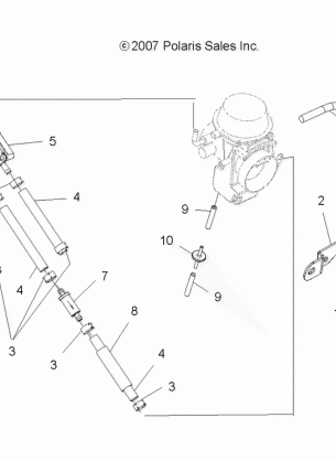 ENGINE CARBURETOR MOUNTING and FUEL PUMP and LINES - A09BG50FA (49ATVCARBBRKT08SCRAM)