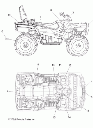 BODY DECALS - A09DN50AB / AZ (49ATVDECAL09SPTRG500)