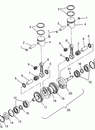 CRANKSHAFT & PISTON SL 700 B974071 Intl. SL 700 I974071 SL 700 Deluxe B97 (4940874087C010)