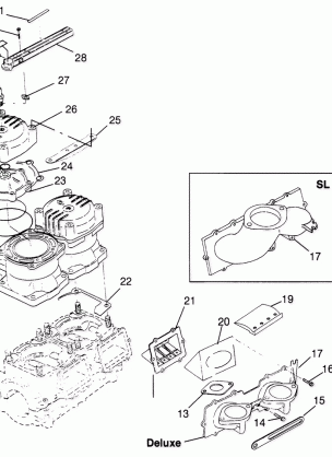 CYLINDER & MANIFOLD SL 700 B974071 Intl. SL 700 I974071 SL 700 Deluxe B97 (4940874087C005)