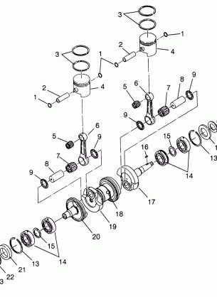 CRANKSHAFT & PISTON HURRICANE B964466 and Intl. HURRICANE I964466 (4935733573C002)