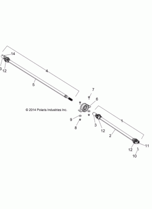 DRIVE TRAIN FRONT PROP SHAFT - R16RVA57A1 / B1 / E57A9 / B9 (49RGRSHAFTPROP15FSCRW)