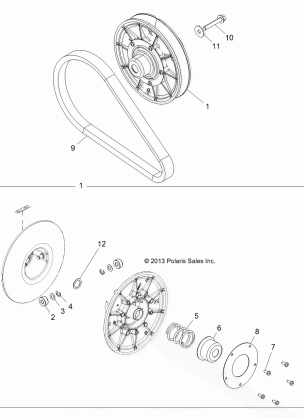 DRIVE TRAIN SECONDARY CLUTCH - R16RTAD1A1 (49RGRCLUTCHDVN14CREW)