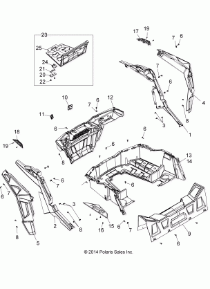 BODY REAR RACK AND FENDERS - Z16VBA87A2 / AB / L2 / E87AB / AR / LB / AE / AS (49RGRRACKMTG15RZR900)