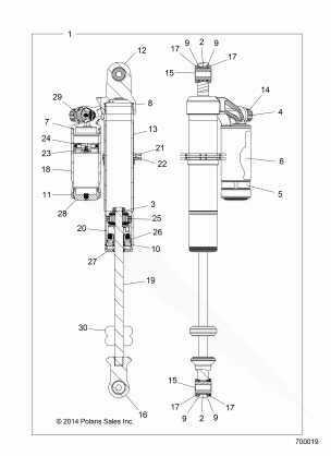 SUSPENSION REAR SHOCK - Z16VCE87AB / AR / AE / AS (700019)