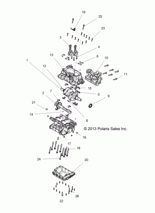 ENGINE CRANKCASE AND CRANKSHAFT - Z16VDE99AF / AM / LM / AS / M99AM (49RGRCRANKCASE14RZR1000)