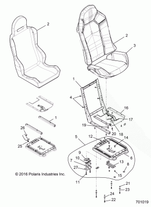 BODY SEAT ASM. AND SLIDER - Z16VDE99AF / AM / LM / AS / M99AM (701019)