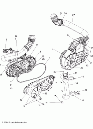 DRIVE TRAIN CLUTCH OVER AND DUCTING - Z16VDE99FM / NM (49RGRCLUTCHCVR14RZR1000)