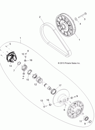 DRIVE TRAIN SECONDARY CLUTCH - Z16VDE99FM / NM (49RGRCLUTCHDVN14RZR1000)