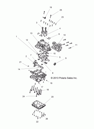 ENGINE CRANKCASE AND CRANKSHAFT - Z16VFE99AF / AS / AM / M99AM (49RGRCRANKCASE14RZR1000)