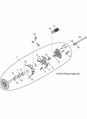 DRIVE TRAIN PRIMARY CLUTCH - Z16VFE99AF / AS / AM / M99AM (49RGRCLUTCHDRV14RZR1000)