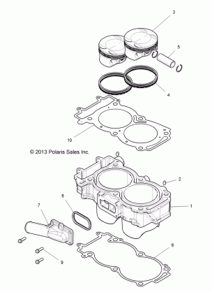 ENGINE CYLINDER AND PISTON - R17RVA99A1 / E99E9 / E99AS / E99AY / M99AM / VU99AV (49RGRCYLINDER14RZR1000)