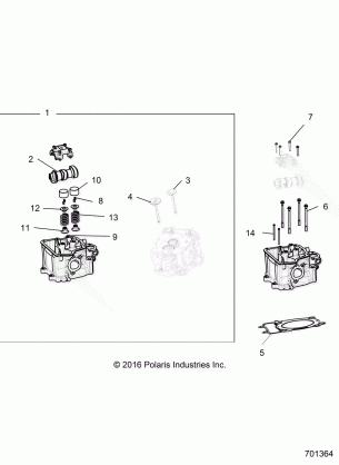 ENGINE CYLINDER HEAD CAMS and VALVES - R17RMA50A4 / 250A1 (701364)