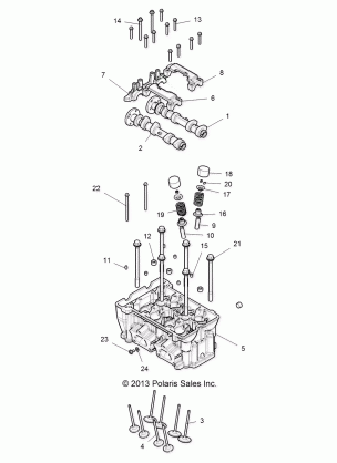 ENGINE CYLINDER HEAD AND VALVES - R17RGE99NM / NW (49RGRVALVE14RZR1000)