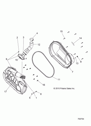 DRIVE TRAIN CLUTCH COVER and DUCTING - R17RNA57A1 / A9 / EAM (49RGRCLUTCHCVR14570)